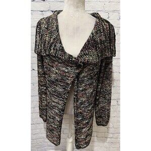 Nicole Sabbattini Multicolor One Button Knit Sweater Cardigan Size Large